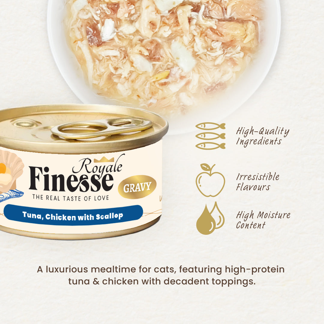 Finesse Royale Tuna & Chicken with Scallop 85g (24 cans)-Finesse-Catsmart-express