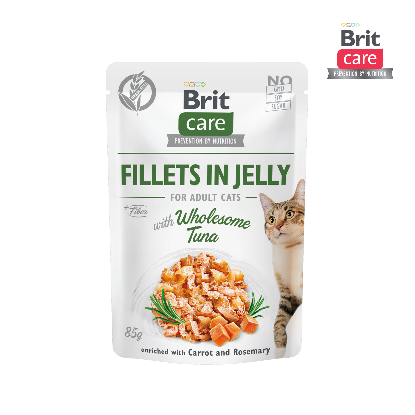 Brit Care Cat Fillets in Jelly with Wholesome Tuna 85g Carton (24 Pouches)-Brit-Catsmart-express