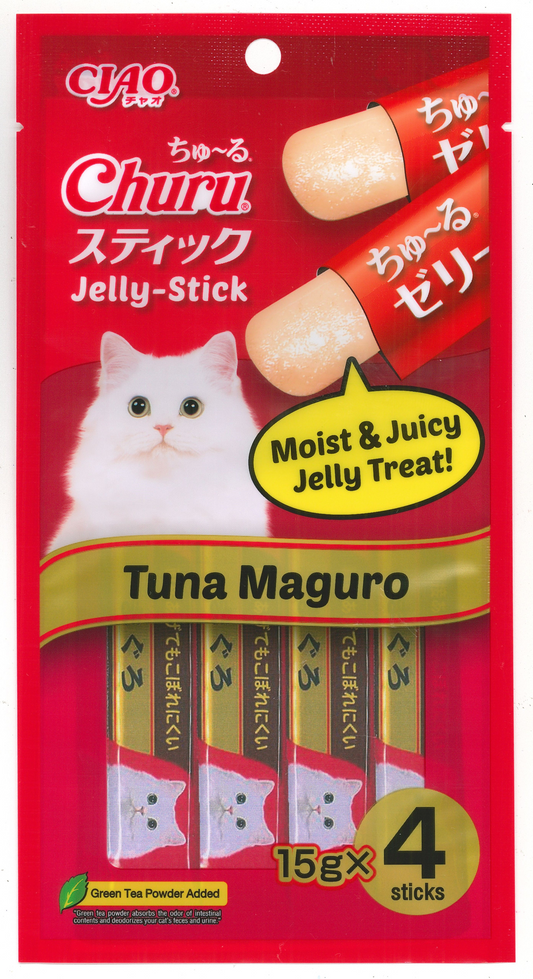 Ciao Stick Tuna Maguro in Jelly with Added Vitamin and Green Tea Extract 14g x 4pcs (3 Packs)-Ciao-Catsmart-express