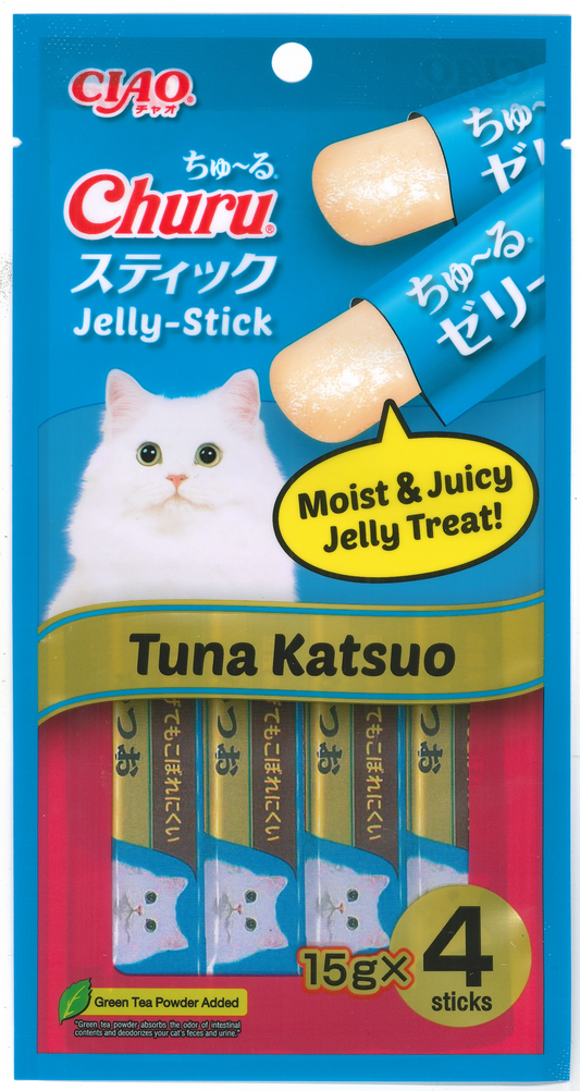 Ciao Stick Tuna Katsuo in Jelly with Added Vitamin and Green Tea Extract 14g x 4pcs (3 Packs)-Ciao-Catsmart-express