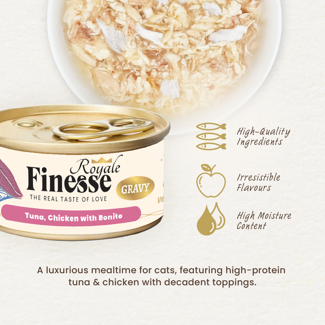Finesse Royale Tuna & Chicken with Bonito 85g (24 cans)-Finesse-Catsmart-express