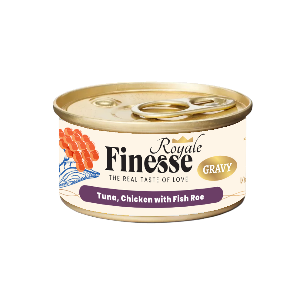Finesse Royale Tuna & Chicken with Fish Roe Gravy 85g (24 cans)-Finesse-Catsmart-express