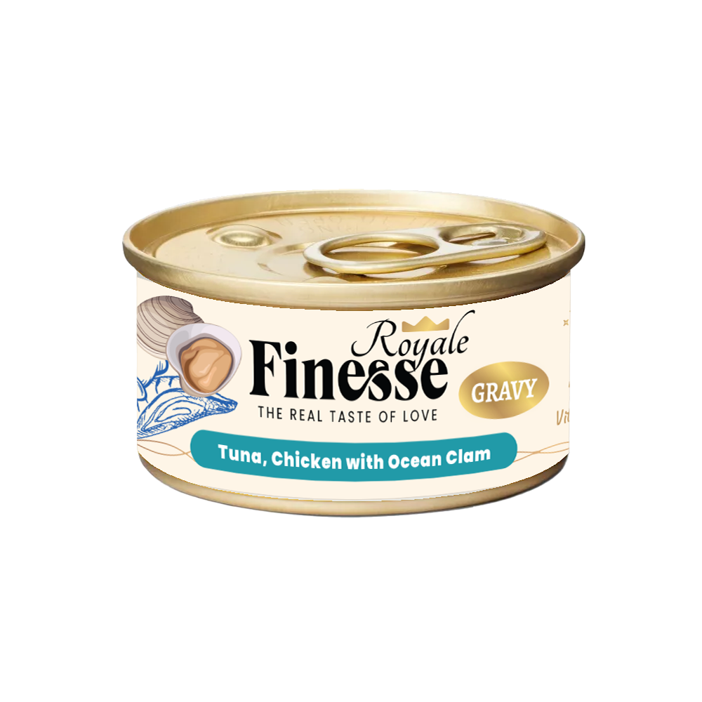 Finesse Royale Tuna & Chicken with Ocean Clam Gravy 85g (24 cans)-Finesse-Catsmart-express