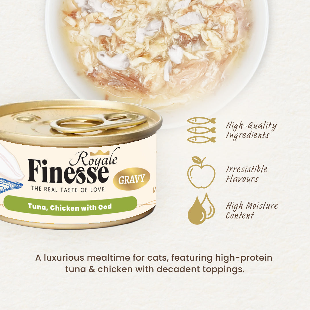 Finesse Royale Tuna & Chicken with Cod Gravy 85g-Finesse-Catsmart-express
