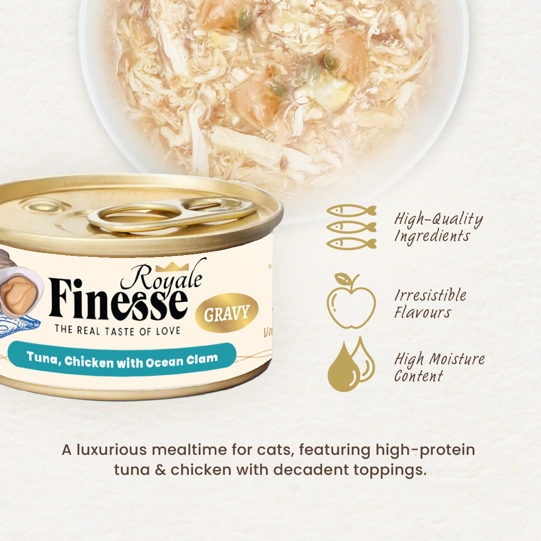 Finesse Royale Tuna & Chicken with Ocean Clam Gravy 85g-Finesse-Catsmart-express