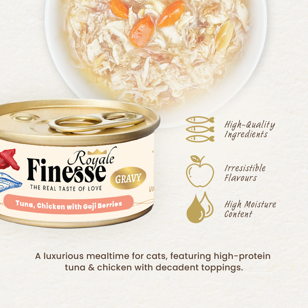 Finesse Royale Tuna & Chicken with Goji Berries Gravy 85g-Finesse-Catsmart-express