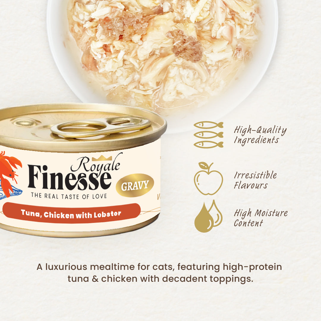 Finesse Royale Tuna & Chicken with Lobster Gravy 85g (24 cans)-Finesse-Catsmart-express