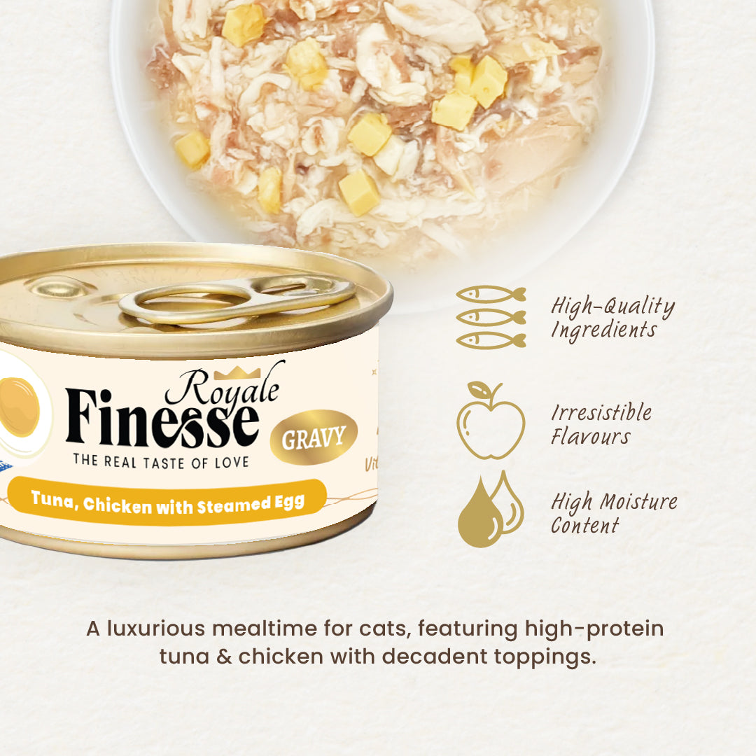 Finesse Royale Tuna & Chicken with Steamed Egg Gravy 85g-Finesse-Catsmart-express