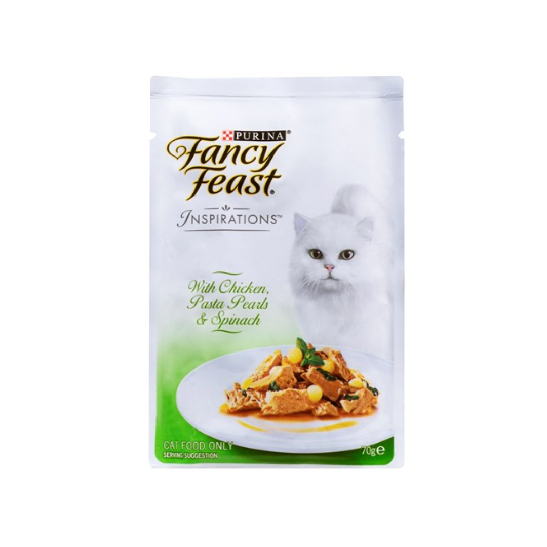 Fancy Feast Inspirations Chicken, Pasta Pearls & Spinach 70g (12 packs)-Fancy Feast-Catsmart-express