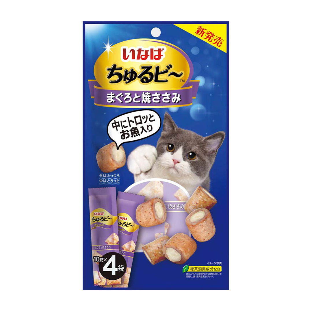 Ciao Churu Bee Grilled Chicken & Maguro Bite Sized Snack with Creamy Churu Filling 10g x 4pcs (3 Packs)-Ciao-Catsmart-express