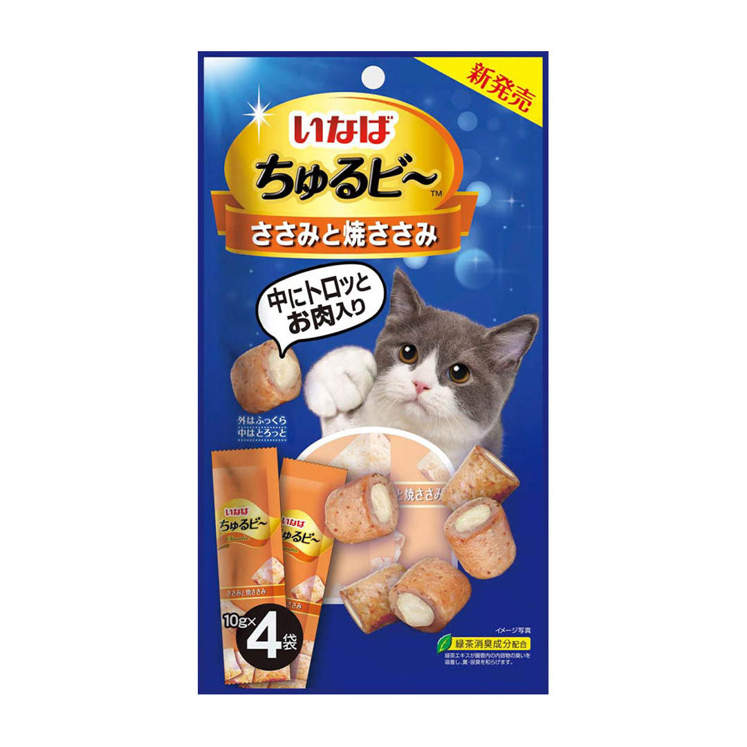 Ciao Churu Bee Sasami (Chicken) Bite Sized Snack with Creamy Churu Filling 10g x 3pcs (4 Packs)-Ciao-Catsmart-express