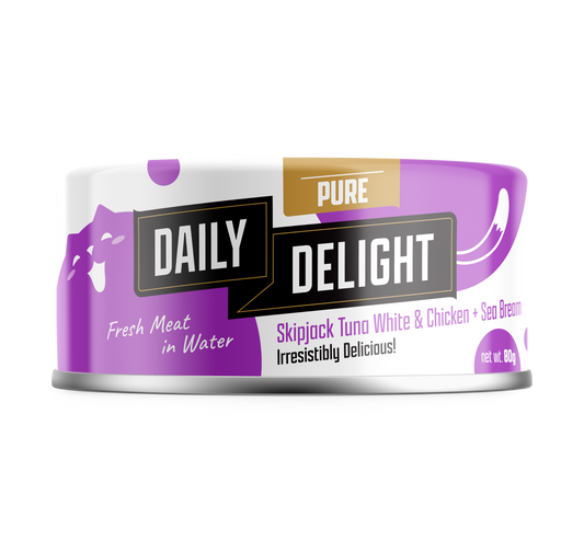 Daily Delight Pure Skipjack Tuna White & Chicken with Sea Bream 80g-Daily Delight-Catsmart-express