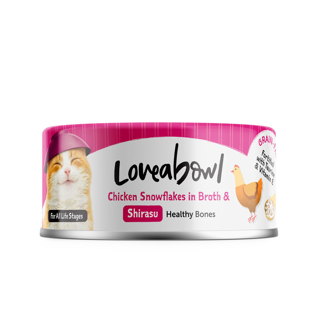 Loveabowl Grain-Free Chicken Snowflakes In Broth With Shirasu 70g Carton (24 Cans)-Loveabowl-Catsmart-express