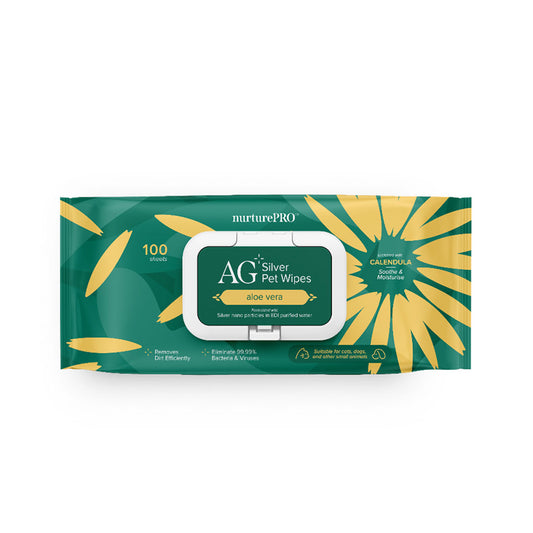Nurture Pro AG+ Silver Pet Wipes Aloe Vera 100 sheets-Nurture Pro-Catsmart-express