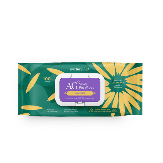 Nurture Pro AG+ Silver Pet Wipes Lavender 100 sheets-Nurture Pro-Catsmart-express