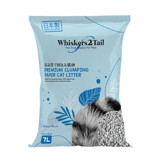 Whiskers2Tail Premium Clumping Paper Cat Litter Aqua Blue 7L-Whiskers2Tail-Catsmart-express