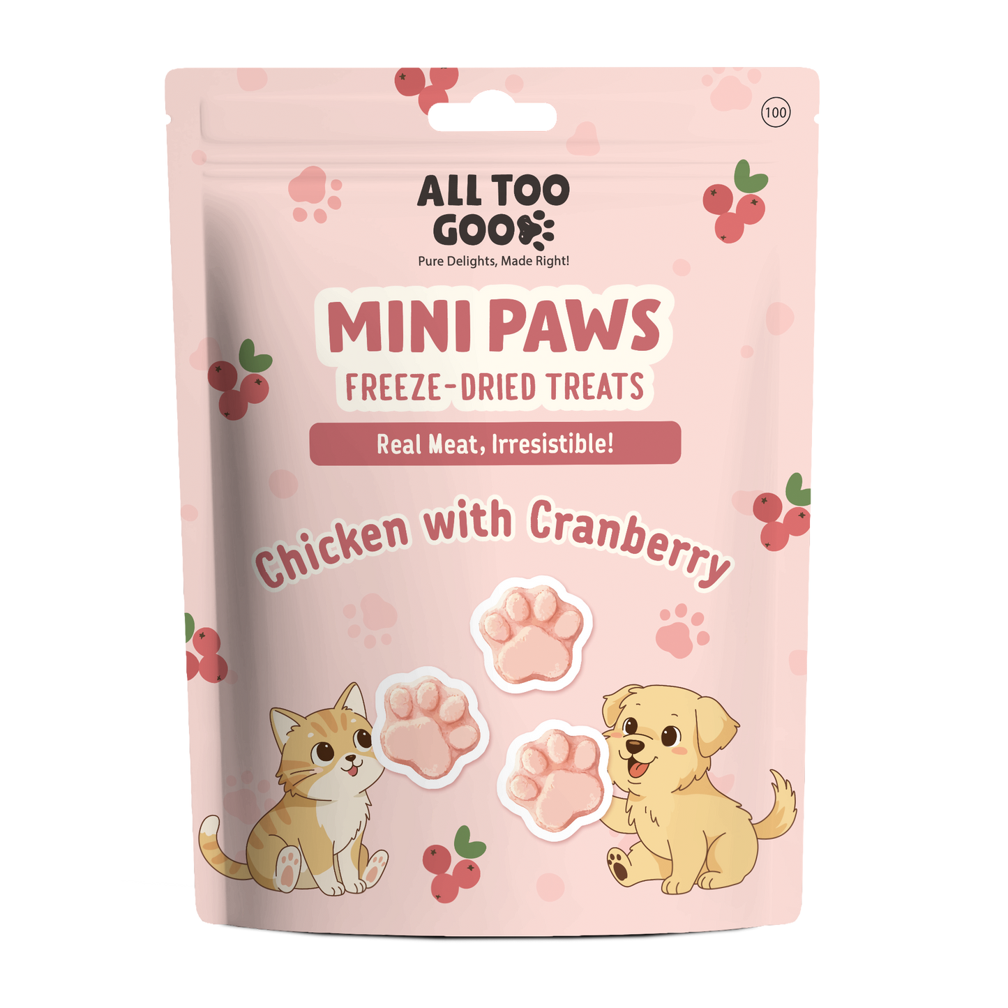 All Too Good Mini Paws Freeze-Dried Treats Chic w/Cranberry 54g-All Too Good-Catsmart-express