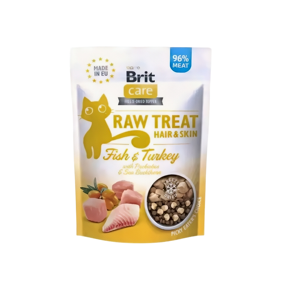 Brit Care Raw Treats Fish Turkey Hair & Skin 40g-Brit-Catsmart-express