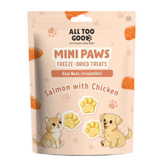 All Too Good Mini Paws Freeze-Dried Treats Salmon 54g (3 packs)-All Too Good-Catsmart-express