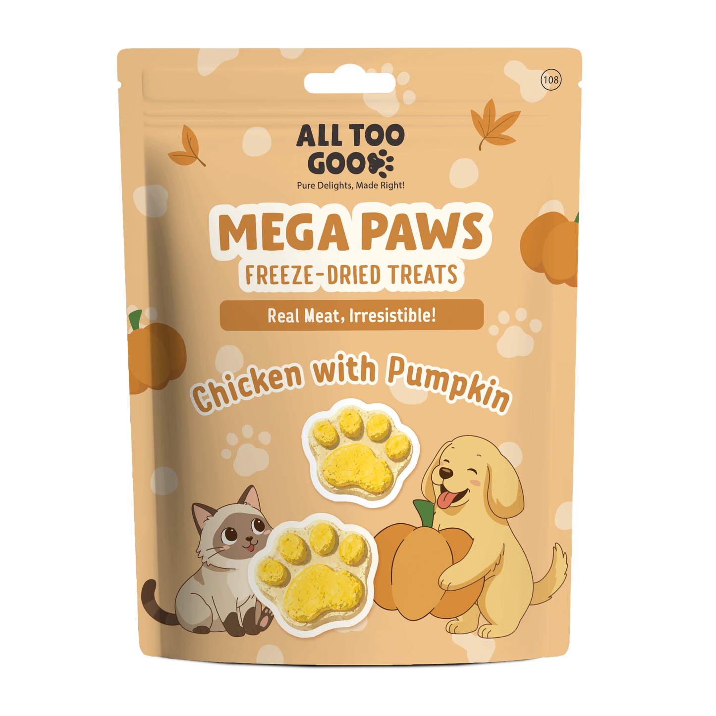 All Too Good Mega Paws Freeze-Dried Treats Chic w/Pumpkin 54g-All Too Good-Catsmart-express