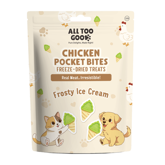 All Too Good Chicken Pocket Bites Freeze-Dried Treats Frosty Ice Cream 60g (3 packs)-All Too Good-Catsmart-express