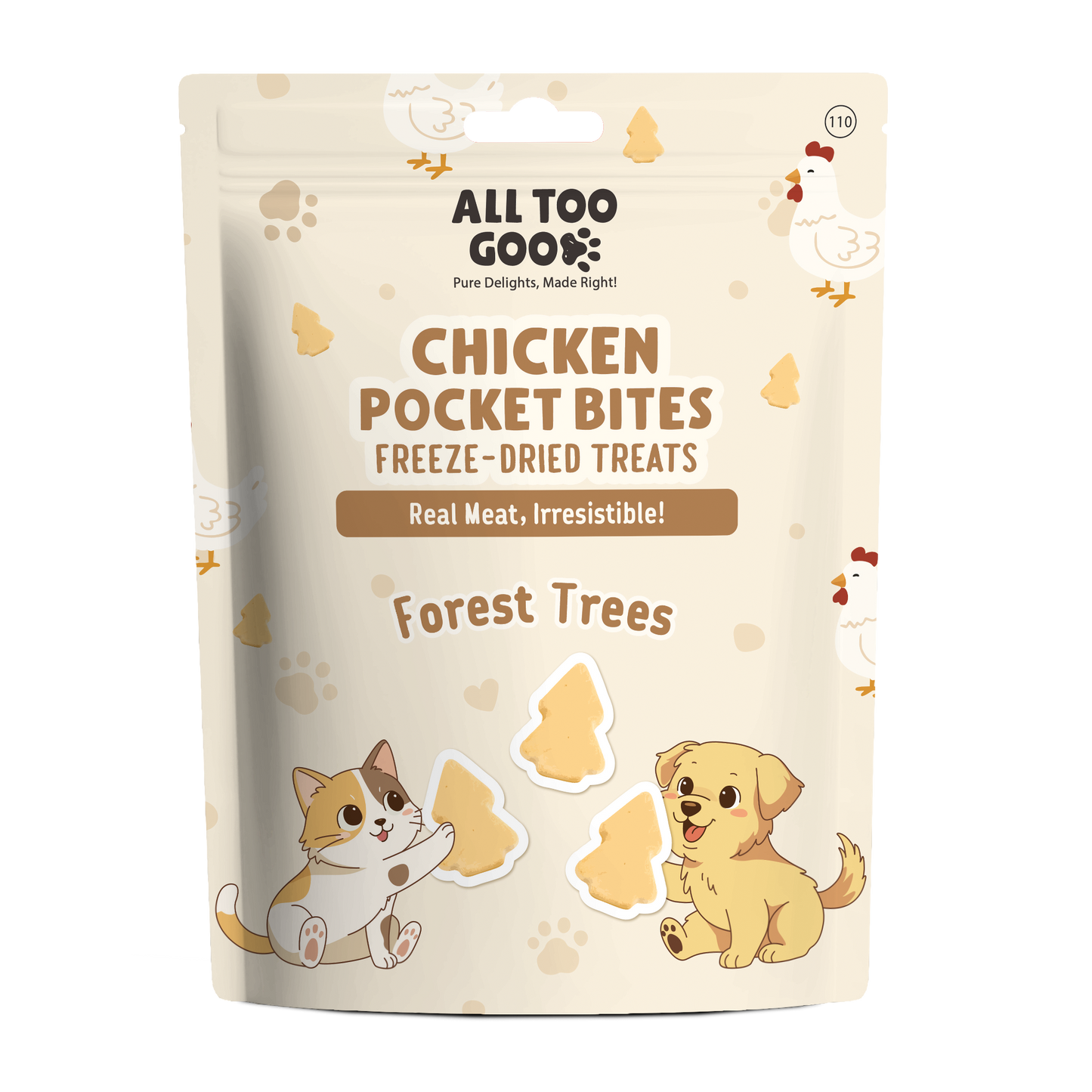 All Too Good Chicken Pocket Bites Freeze-Dried Treats Forest Trees 84g-All Too Good-Catsmart-express
