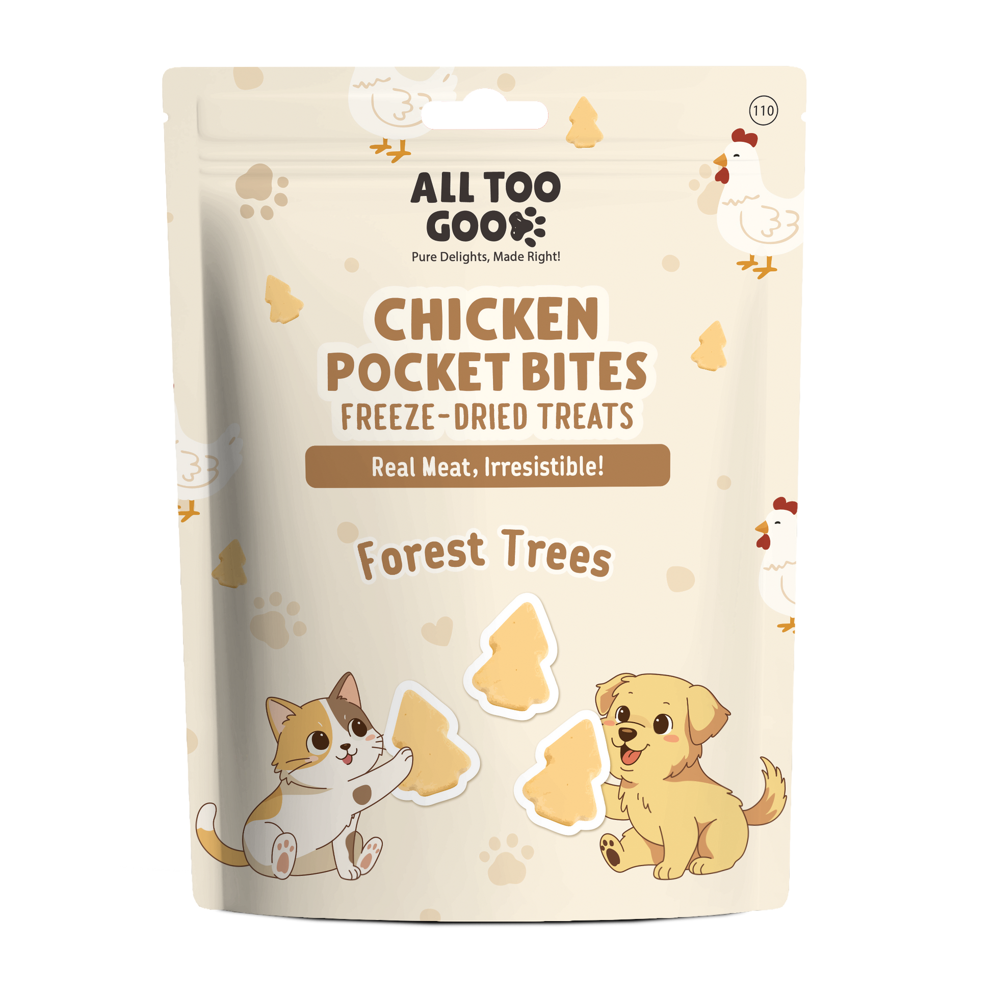All Too Good Chicken Pocket Bites Freeze-Dried Treats Forest Trees 84g-All Too Good-Catsmart-express
