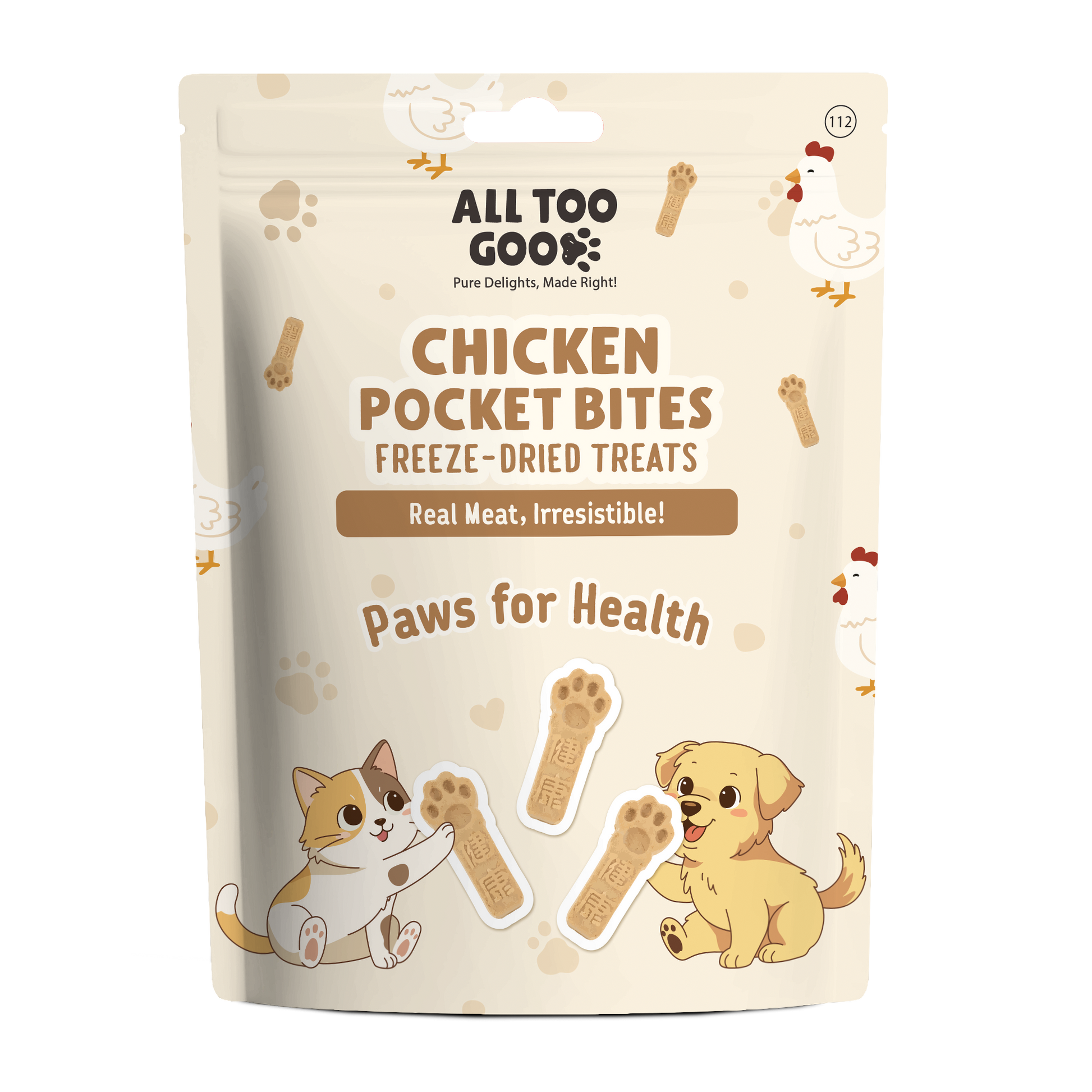 All Too Good Chicken Pocket Bites Freeze-Dried Treats Paws for Health 84g (3 packs)-All Too Good-Catsmart-express
