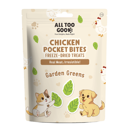 All Too Good Chicken Pocket Bites Freeze-Dried Treats Garden Greens 24g-All Too Good-Catsmart-express