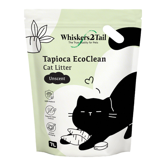 Whiskers2Tail Tapioca EcoClean Cat Litter 5kg/7L Unscented (4 packs)-Whiskers2Tail-Catsmart-express