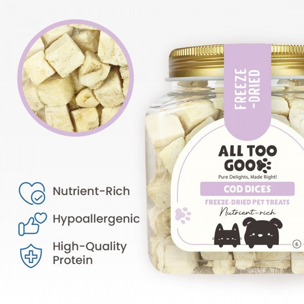 All Too Good Freeze-Dried Treat Cod Dices 60g-All Too Good-Catsmart-express