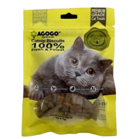 Agogo Cat Treat Catnip Biscuit Oat & Fish 50g x3-Agogo-Catsmart-express