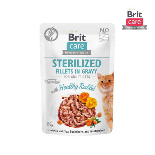 Brit Care Cat Fillets In Gravy Healthy Rabbit 85g for Sterilised Cats-Brit-Catsmart-express