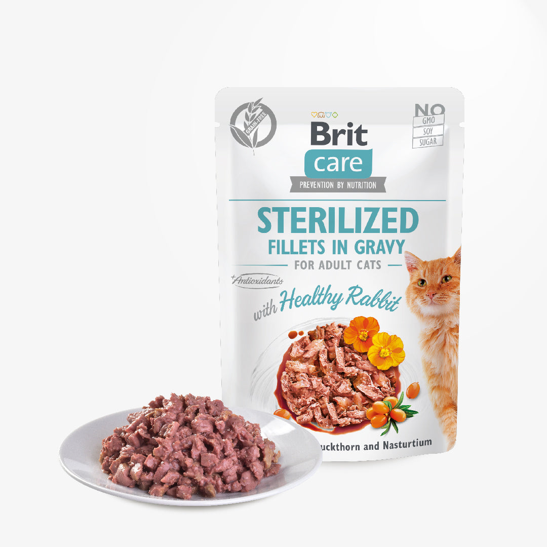 Brit Care Cat Fillets In Gravy Healthy Rabbit 85g for Sterilised Cats-Brit-Catsmart-express