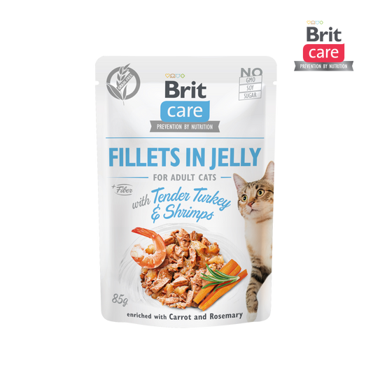 Brit Care Cat Fillets in Jelly with Tender Turkey & Shrimps 85g-Brit-Catsmart-express
