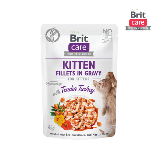 Brit Care Cat Fillets In Gravy with Tender Turkey 85g for Kitten-Brit-Catsmart-express