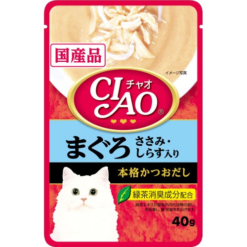 Ciao Creamy Soup Pouch Tuna (Maguro) & Chicken Fillet Topping Shirasu 40g Carton (16 Pouches)-Ciao-Catsmart-express