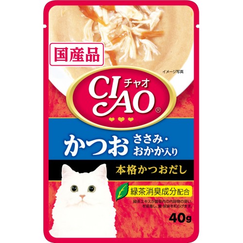 Ciao Creamy Soup Pouch Tuna (Katsuo) & Chicken Filet Topping Dried Bonito 40g-Ciao-Catsmart-express