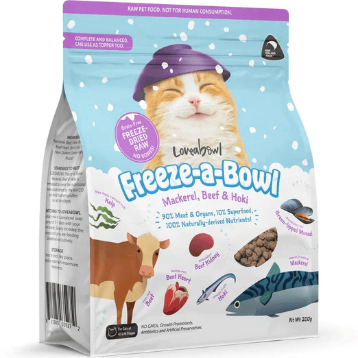 Loveabowl Cat Food Freeze-A-Bowl Mackerel Beef & Hoki 200g-Loveabowl-Catsmart-express