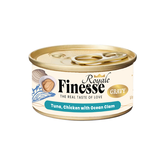 Finesse Royale Tuna & Chicken with Ocean Clam Gravy 85g (24 cans)-Finesse-Catsmart-express
