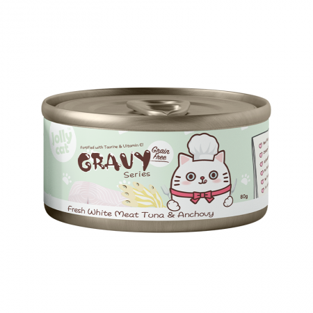 Jollycat Gravy Series Fresh White Meat Tuna And Anchovy 80g (24 cans)-Catsmart-express-Catsmart-express
