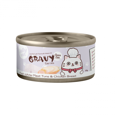 Jollycat Gravy Series Fresh White Meat Tuna And Chicken Breast 80g-Catsmart-express-Catsmart-express