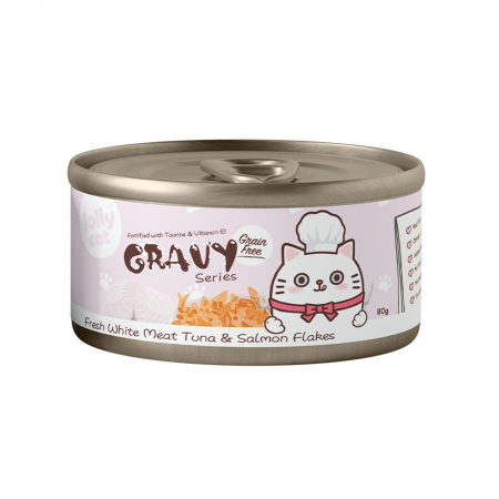 Jollycat Gravy Series Fresh White Meat Tuna And Salmon Flakes 80g-Catsmart-express-Catsmart-express