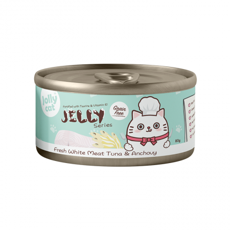 Jollycat Jelly Series Fresh White Meat Tuna And Anchovy 80g (24 cans)-Catsmart-express-Catsmart-express