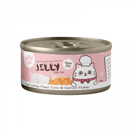 Jollycat Jelly Series Fresh White Meat Tuna And Salmon Flakes 80g (24 cans)-Catsmart-express-Catsmart-express