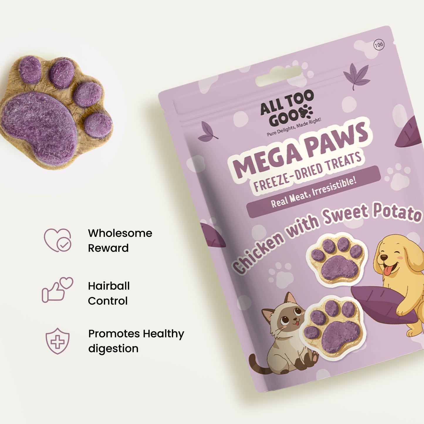All Too Good Mega Paws Freeze-Dried Treats Chic w/Sweet Potato 54g-All Too Good-Catsmart-express