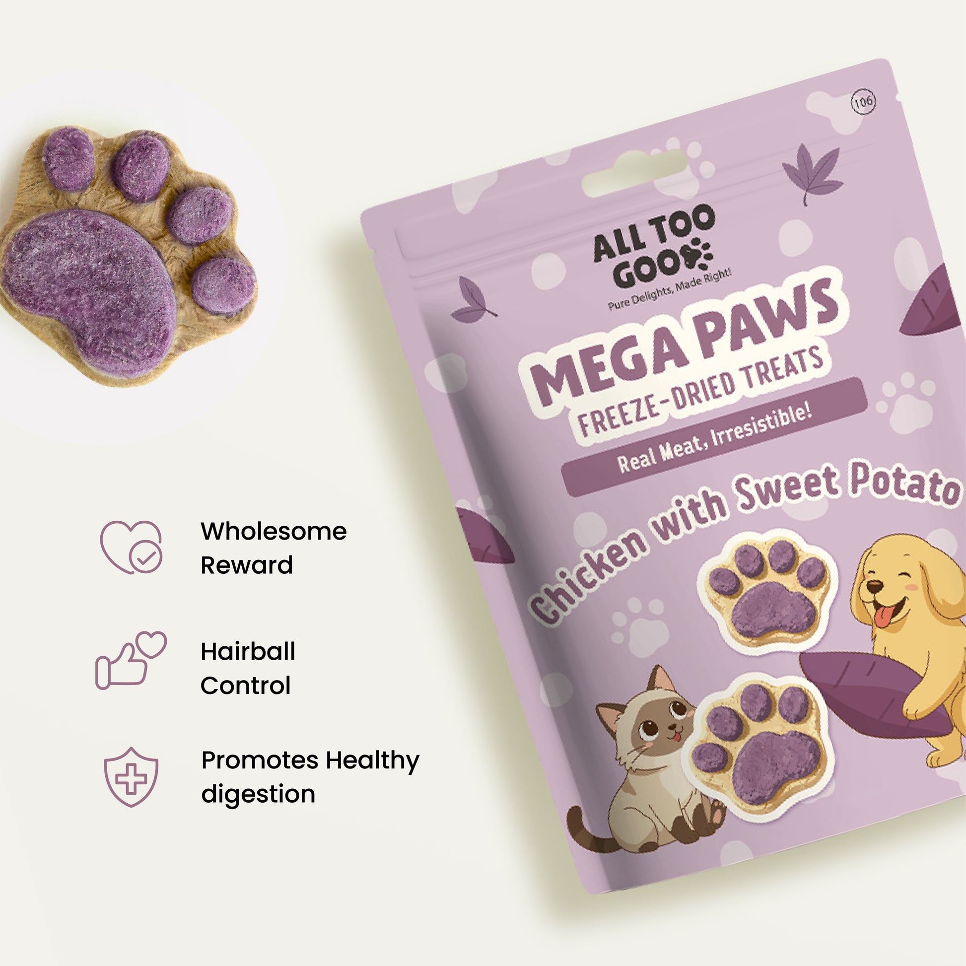 All Too Good Mega Paws Freeze-Dried Treats Chic w/Sweet Potato 54g-All Too Good-Catsmart-express