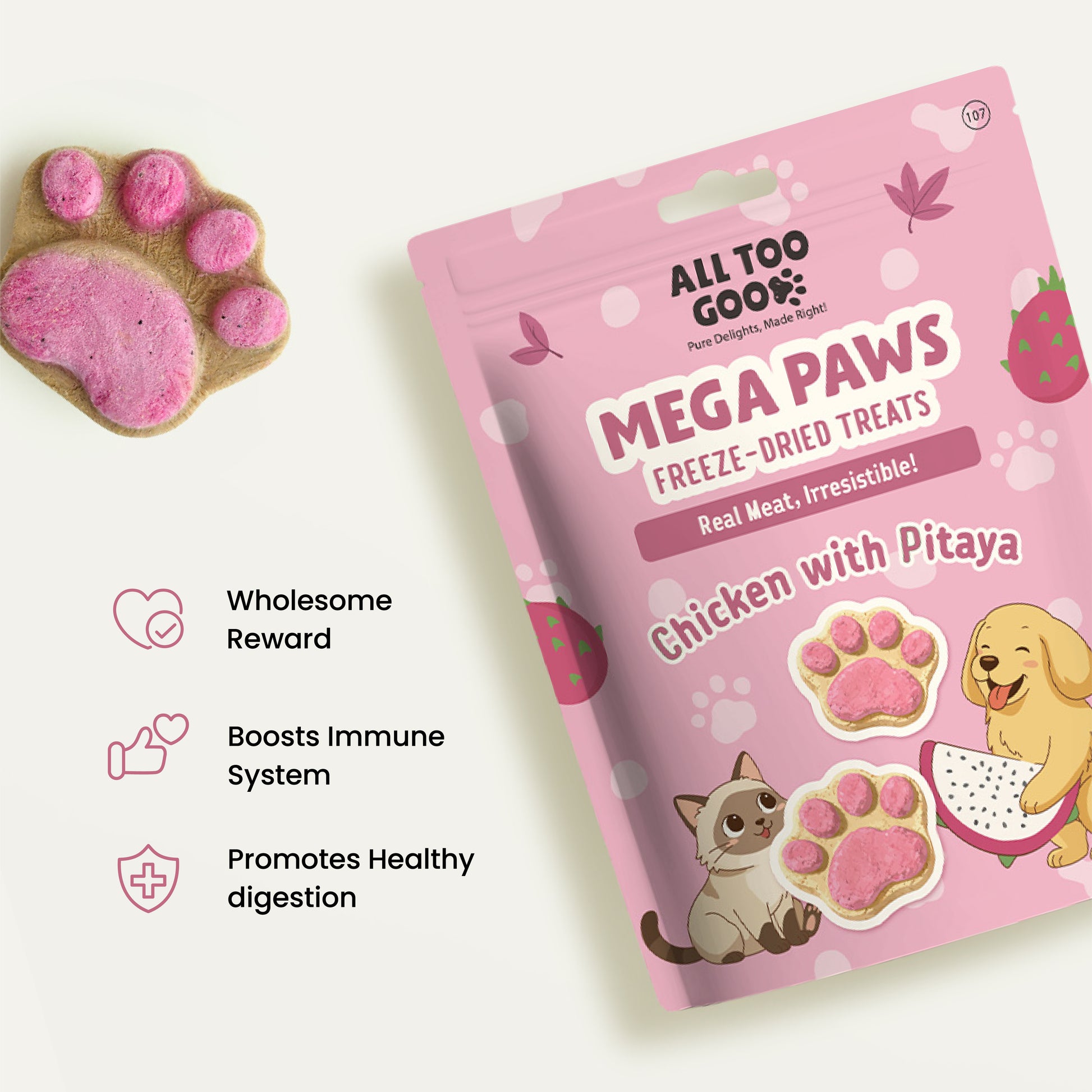 All Too Good Mega Paws Freeze-Dried Treats Chic w/Pitaya 54g-All Too Good-Catsmart-express