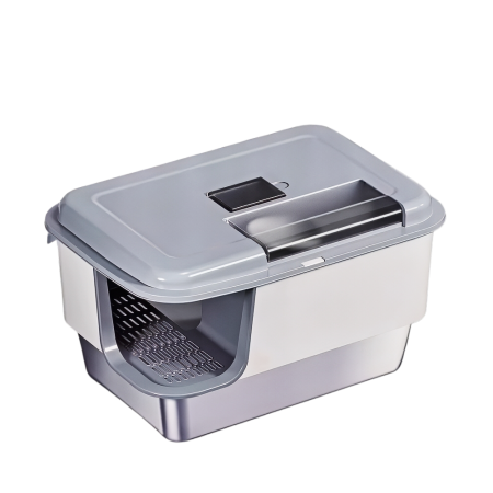 Rubeku Litter Pan Easy-Clean Stainless Steel Box Black