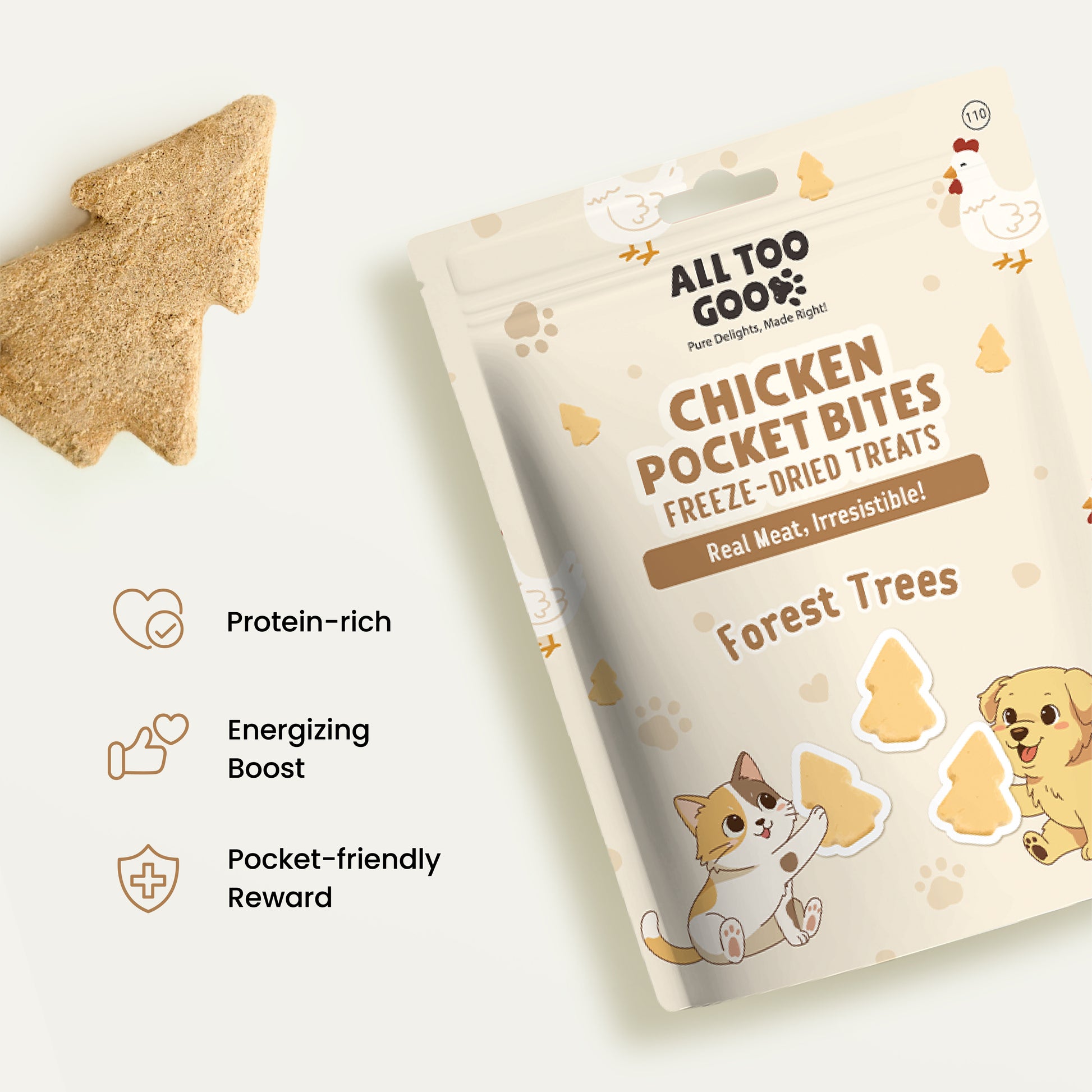 All Too Good Chicken Pocket Bites Freeze-Dried Treats Forest Trees 84g-All Too Good-Catsmart-express